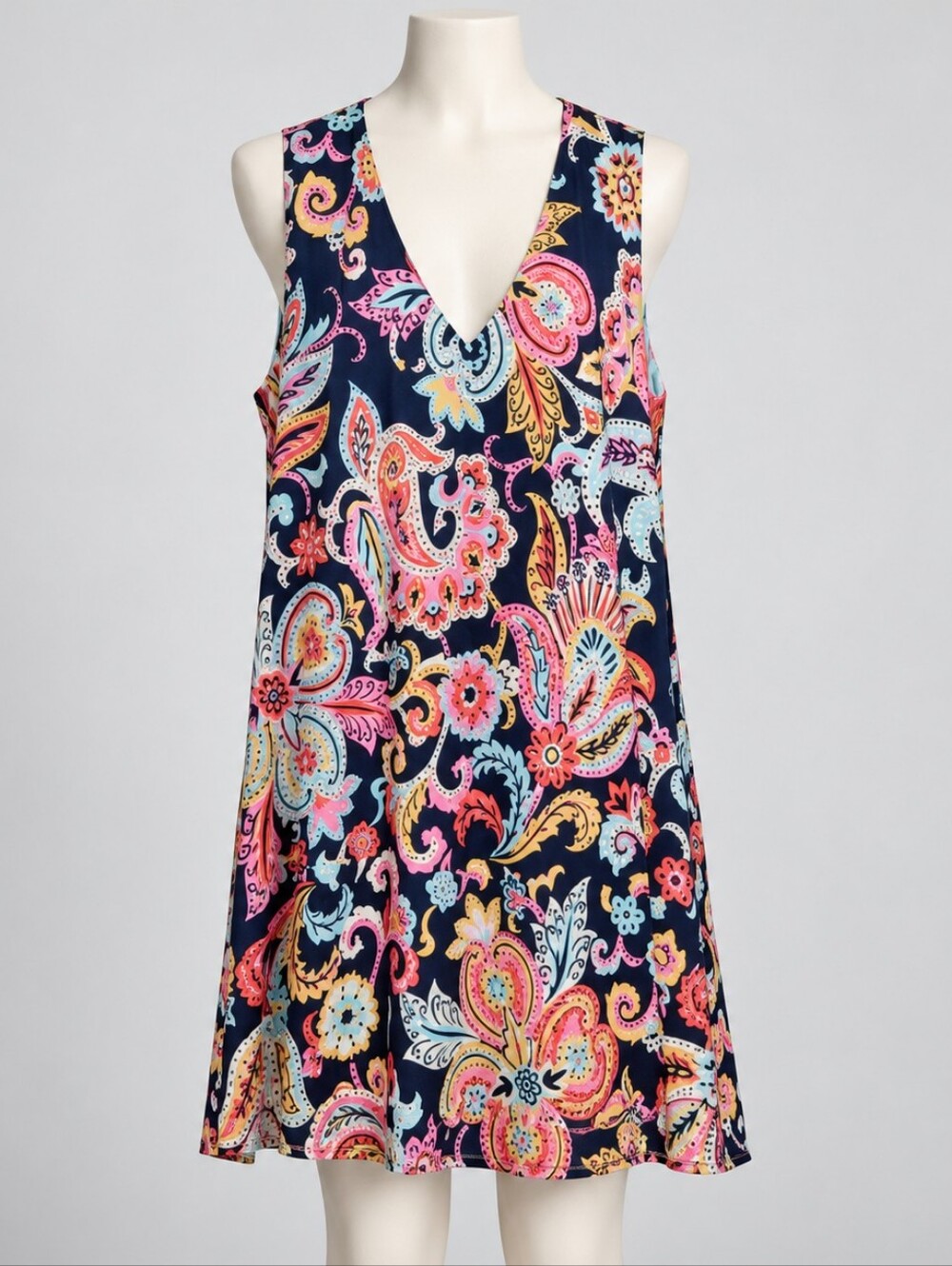 Julie Brown NYC Paisley Dress 6 Sleeveless Boho Bright Career Travel